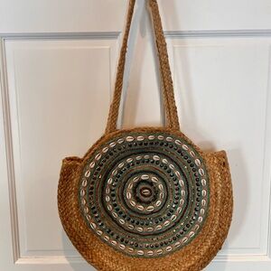 Antik Kraft Woven Tan and Green Shoulder Bag